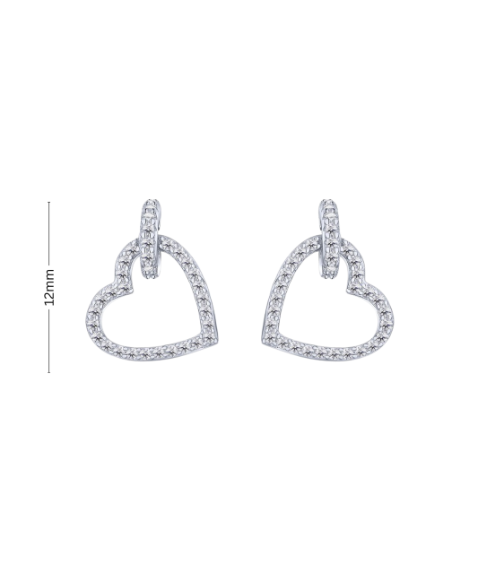 Sidabriniai auskarai su cirkoniais "Širdelės" - Sidabriniai auskarai - Goldinga