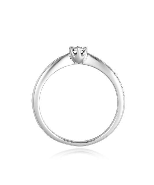 Balto aukso žiedas su deimantais - Auksiniai Žiedai su brangakmeniais - Goldinga