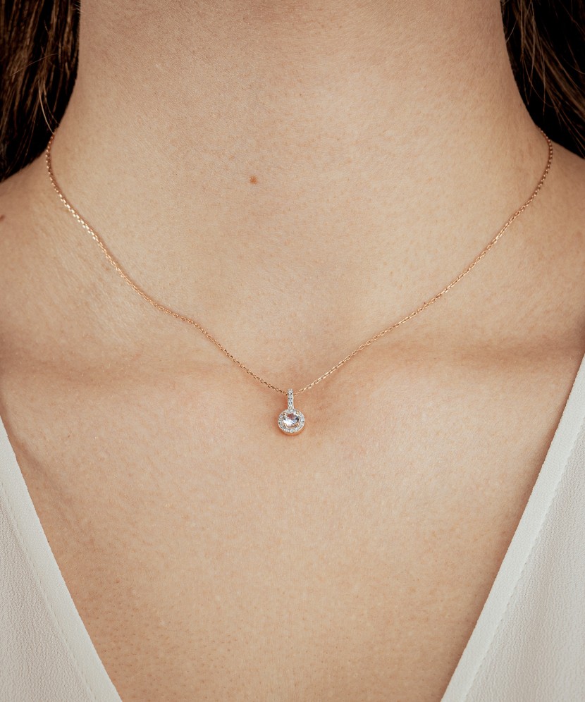 Auksinis pakabukas su deimantais ir skaidriu topazu - Pakabukai su brangakmeniais - Goldinga