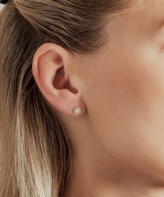 Geltono aukso auskarai su deimantais - Auksiniai Auskarai su brangakmeniais - Goldinga