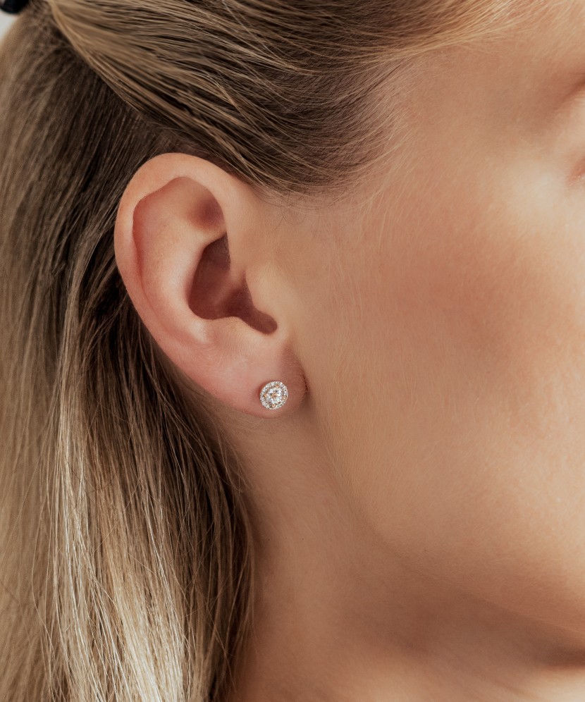 Auksiniai auskarai su deimantais ir skaidriais topazais - Auksiniai Auskarai su brangakmeniais - Goldinga