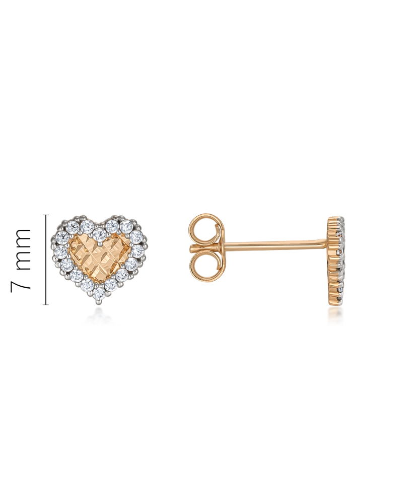 Auksiniai auskarai su cirkoniais "Širdelės"