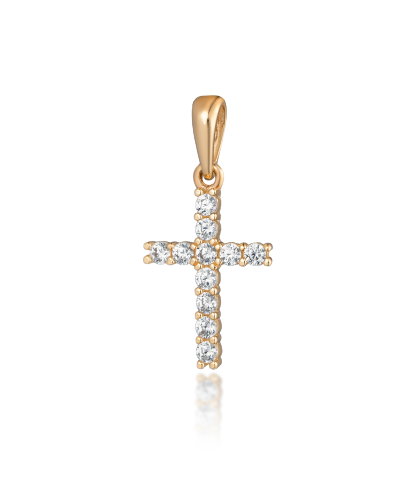 Auksinis pakabukas su cirkoniais "Kryželis" 30mm - Kryželiai ir ikonos - Goldinga