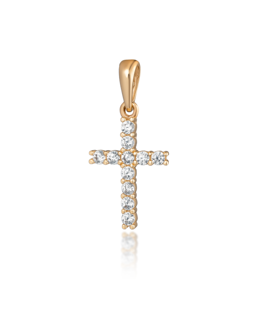 Auksinis pakabukas su cirkoniais "Kryželis" 30mm - Kryželiai ir ikonos - Goldinga
