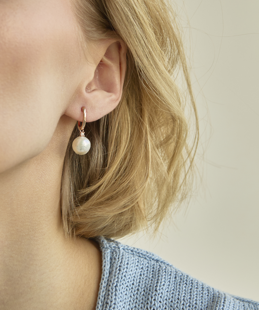 Auksiniai auskarai su perlais ir cirkoniais