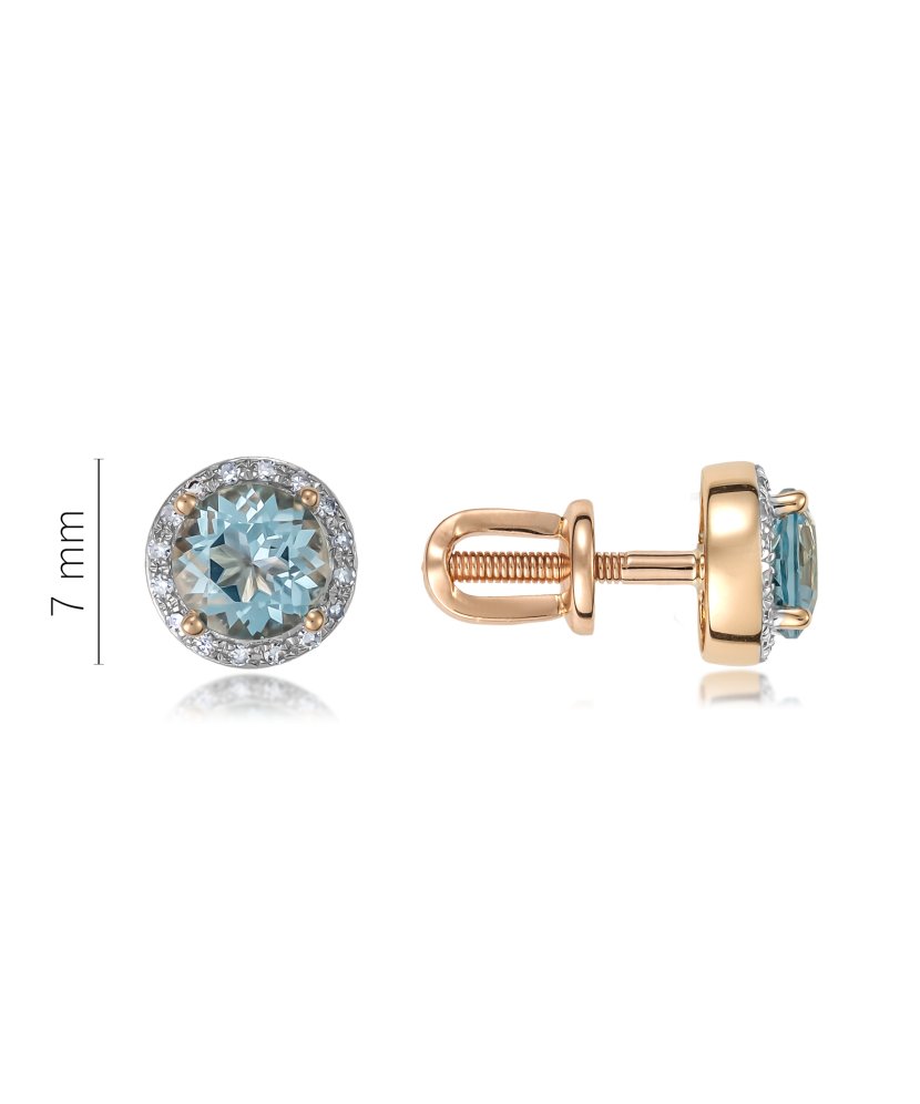 Auksiniai auskarai su deimantais ir topazais