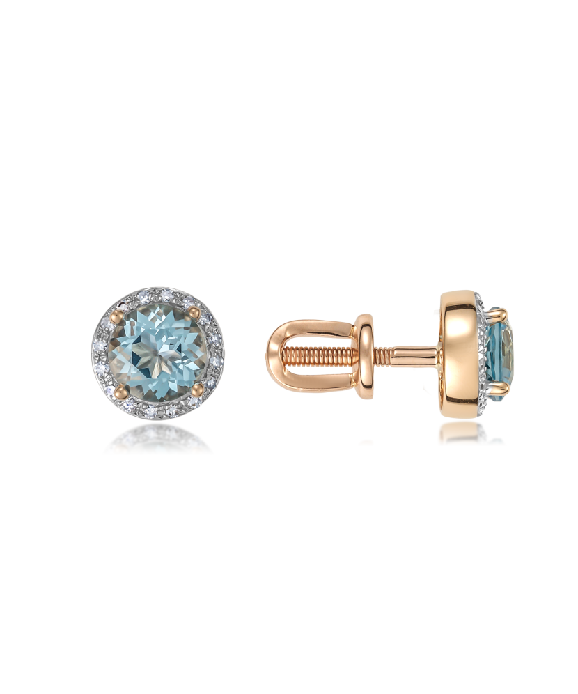 Auksiniai auskarai su deimantais ir topazais