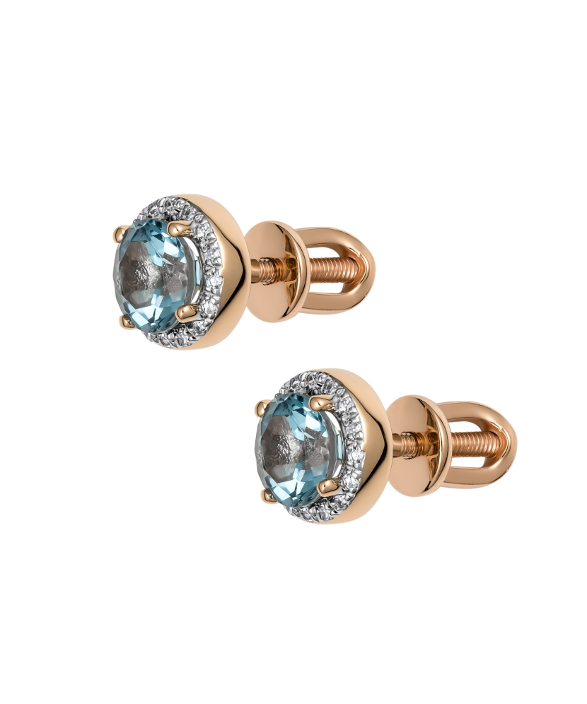 Auksiniai auskarai su deimantais ir topazais