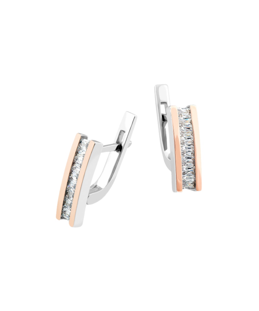 Sidabriniai auskarai dengti auksu su cirkoniais