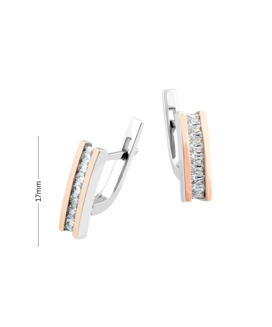Sidabriniai auskarai dengti auksu su cirkoniais