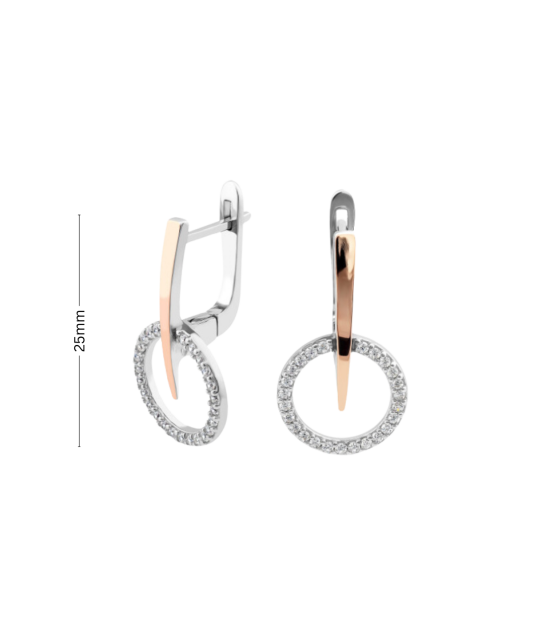 Sidabriniai auskarai dengti auksu su cirkoniais