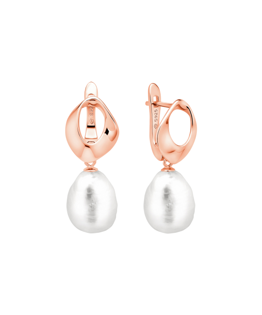 Paauksuoti Sidabriniai auskarai su perlais