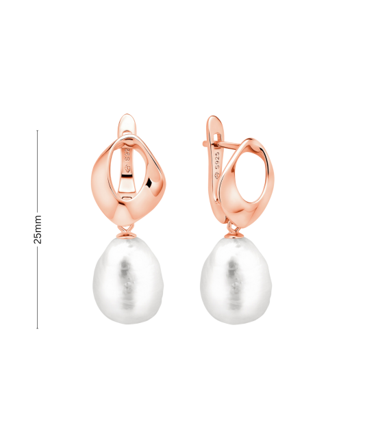 Paauksuoti Sidabriniai auskarai su perlais