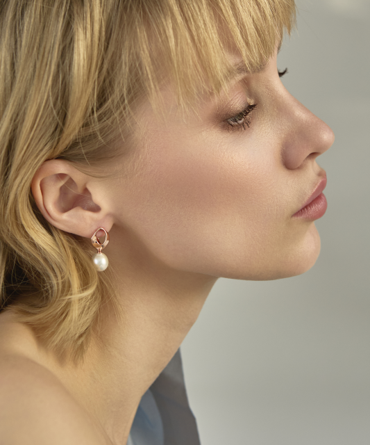 Paauksuoti Sidabriniai auskarai su perlais