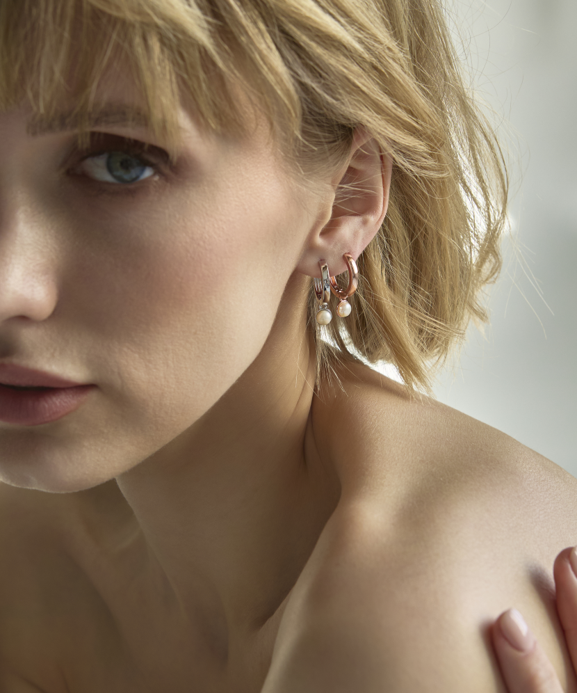 Paauksuoti Sidabriniai auskarai su perlais