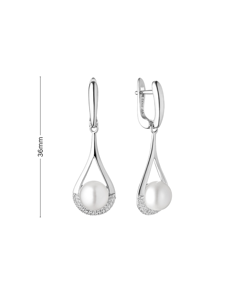 Sidabriniai auskarai su perlais ir cirkoniais