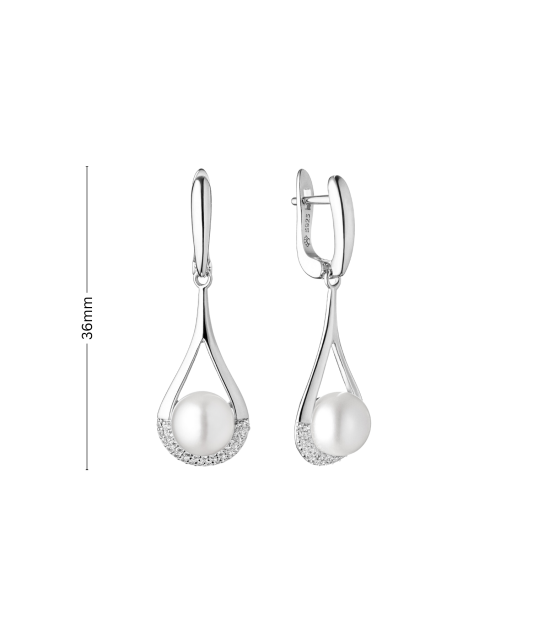 Sidabriniai auskarai su perlais ir cirkoniais