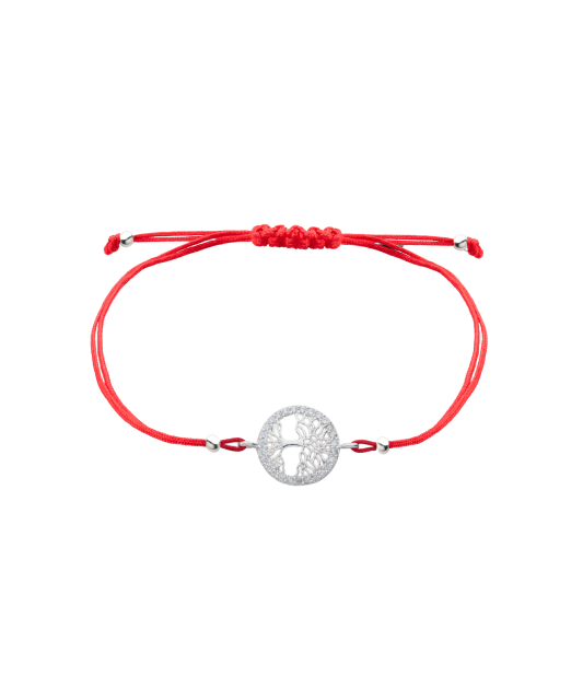 Raudono Siūlo Apyrankė Su Sidabriniu Pakabuku "Gyvybės medis"  - Go...