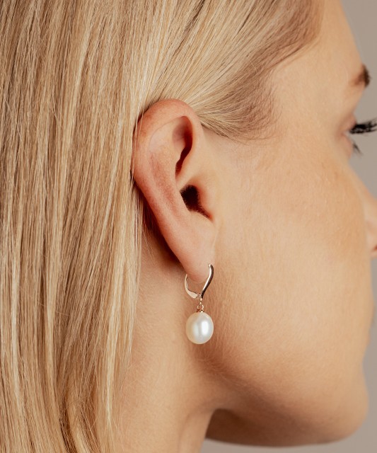 Auksiniai Auskarai Su Perlais Ir Cirkoniais  - Goldinga