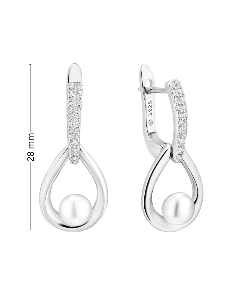 Sidabriniai auskarai su perlais ir cirkoniais