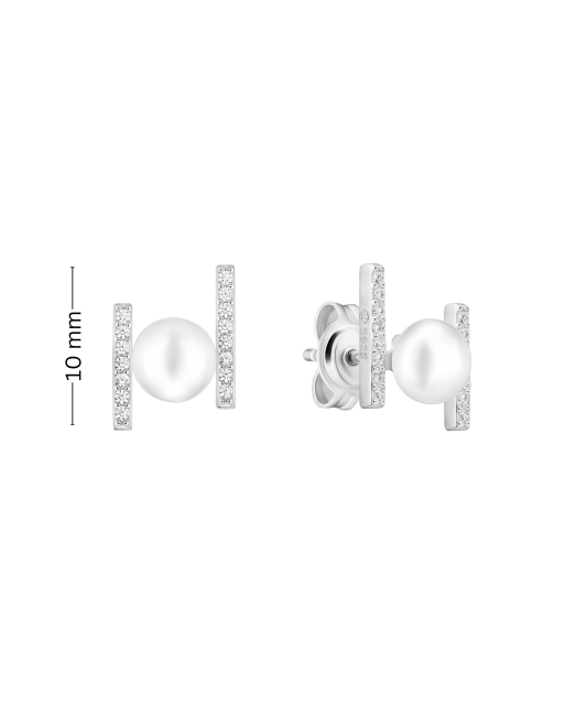 Sidabriniai auskarai su perlais ir cirkoniais