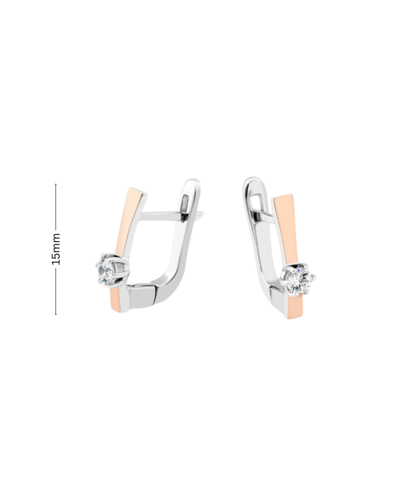 Sidabriniai auskarai dengti auksu su cirkoniais