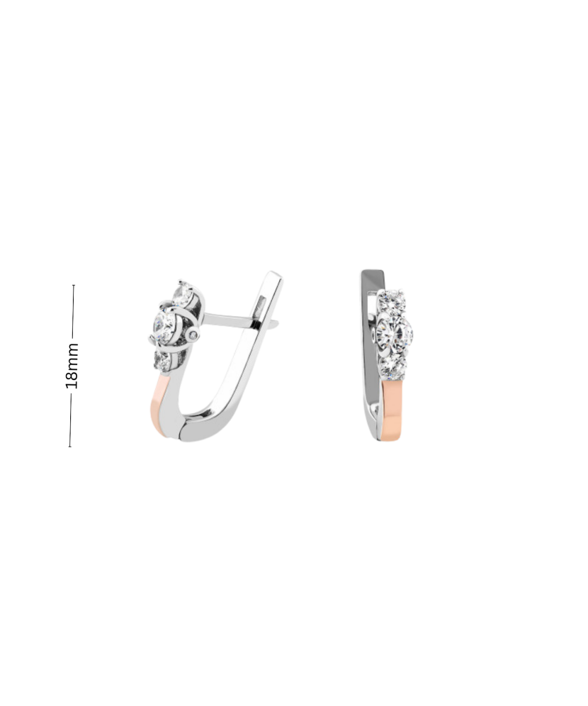 Sidabriniai auskarai dengti auksu su cirkoniais