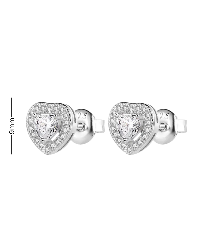 Sidabriniai auskarai su cirkoniais "Širdelė"