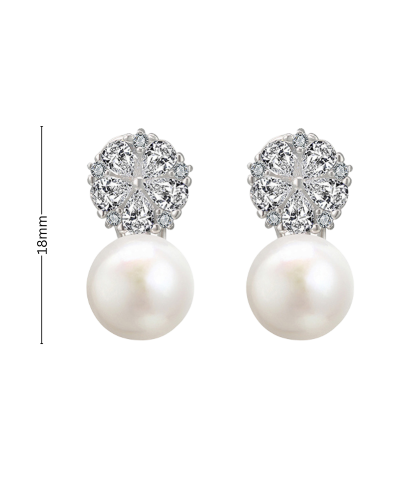 Sidabriniai auskarai su perlais ir cirkoniais