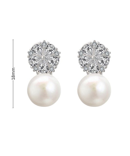 Sidabriniai auskarai su perlais ir cirkoniais