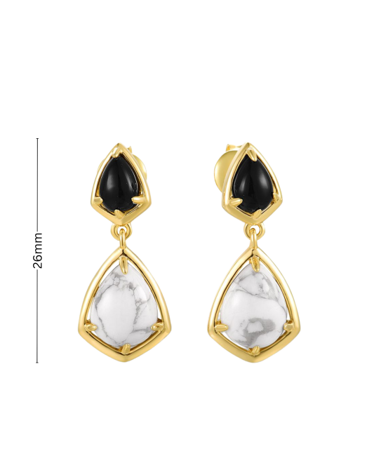 Paauksuoti sidabriniai auskarai su cirkoniais ir agatu  - Goldinga