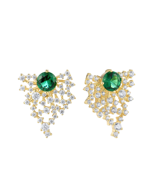 Paauksuoti Sidabriniai auskarai su cirkoniais  - Goldinga