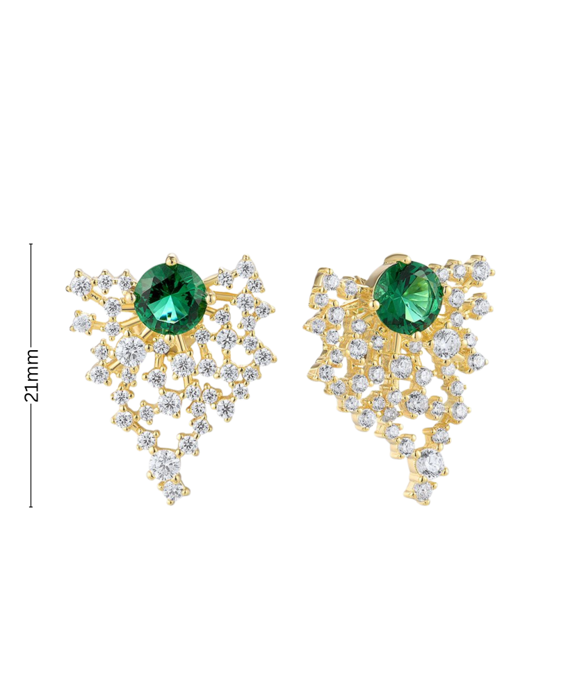 Paauksuoti Sidabriniai auskarai su cirkoniais  - Goldinga