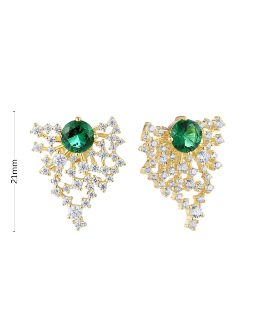 Paauksuoti Sidabriniai auskarai su cirkoniais  - Goldinga