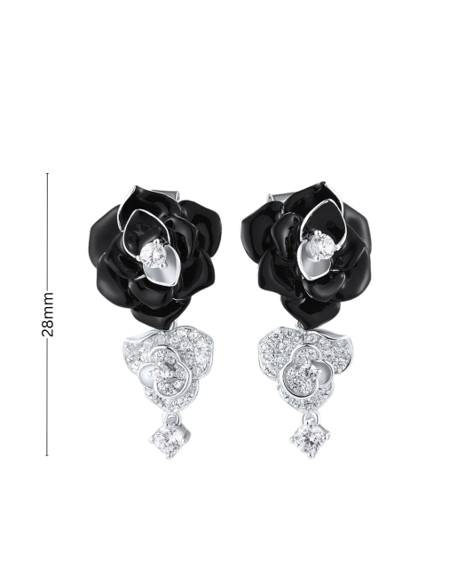 Sidabriniai auskarai su emale ir cirkoniais  - Goldinga