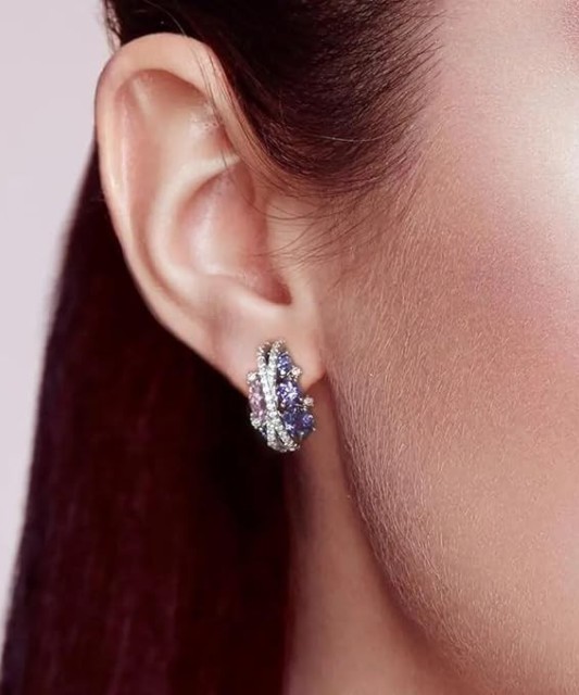 Sidabriniai auskarai su ametistais ir cirkoniais