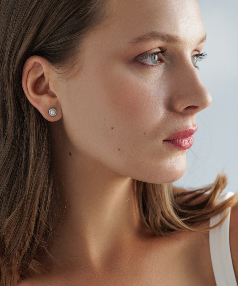 Sidabriniai auskarai su perlais ir cirkoniais