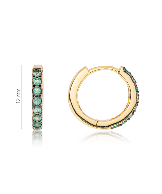 Geltono aukso auskarai su smaragdais