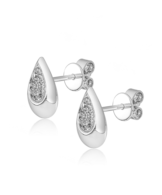 Balto aukso auskarai su deimantais