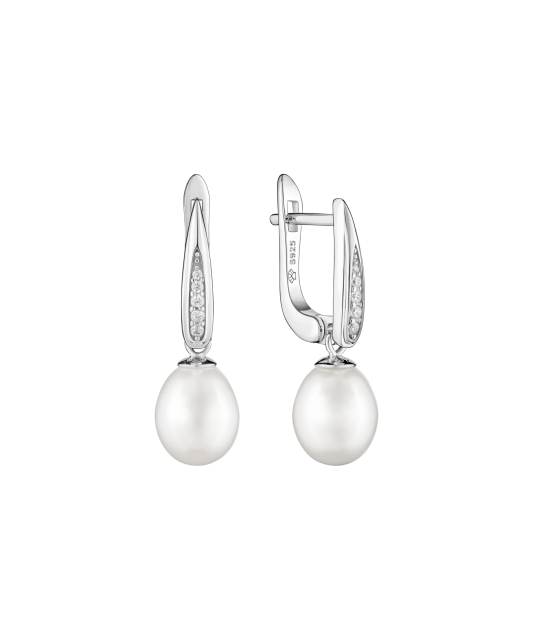 Sidabriniai auskarai su perlais ir cirkoniais