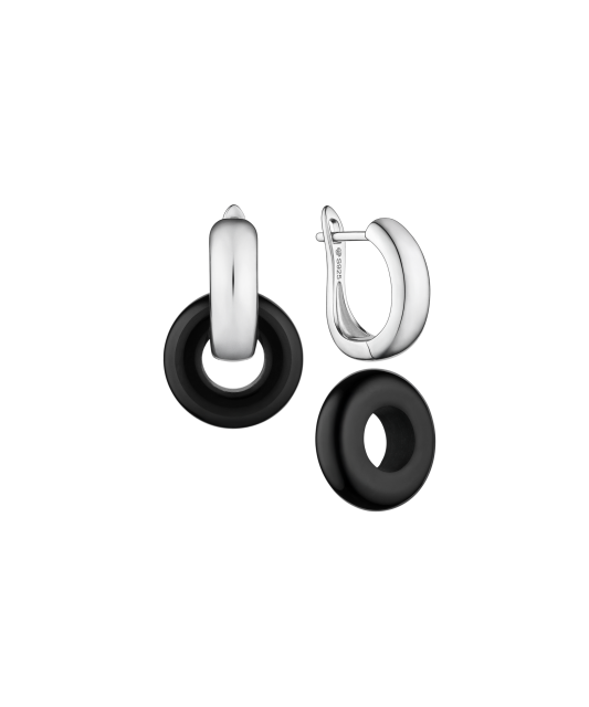 Sidabriniai auskarai su oniksu