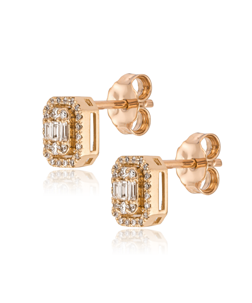 Auksiniai auskarai su deimantais