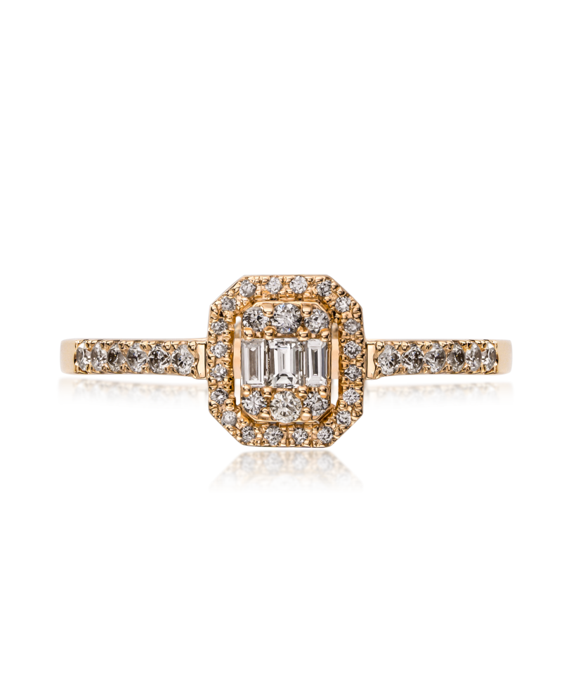 Auksinis žiedas su deimantais