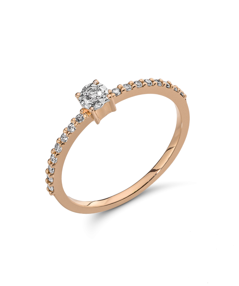 Auksinis žiedas su deimantais