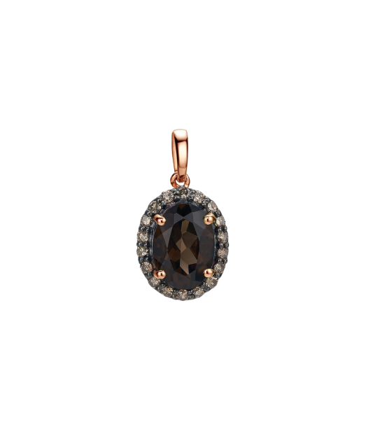 Auksinis pakabukas su briliantais ir dūminiais kvarcais  - Goldinga