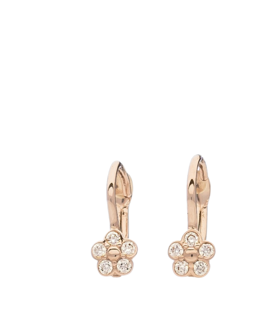 Auksiniai vaikiški auskarai su cirkoniais "Gėlytės"  - Goldinga