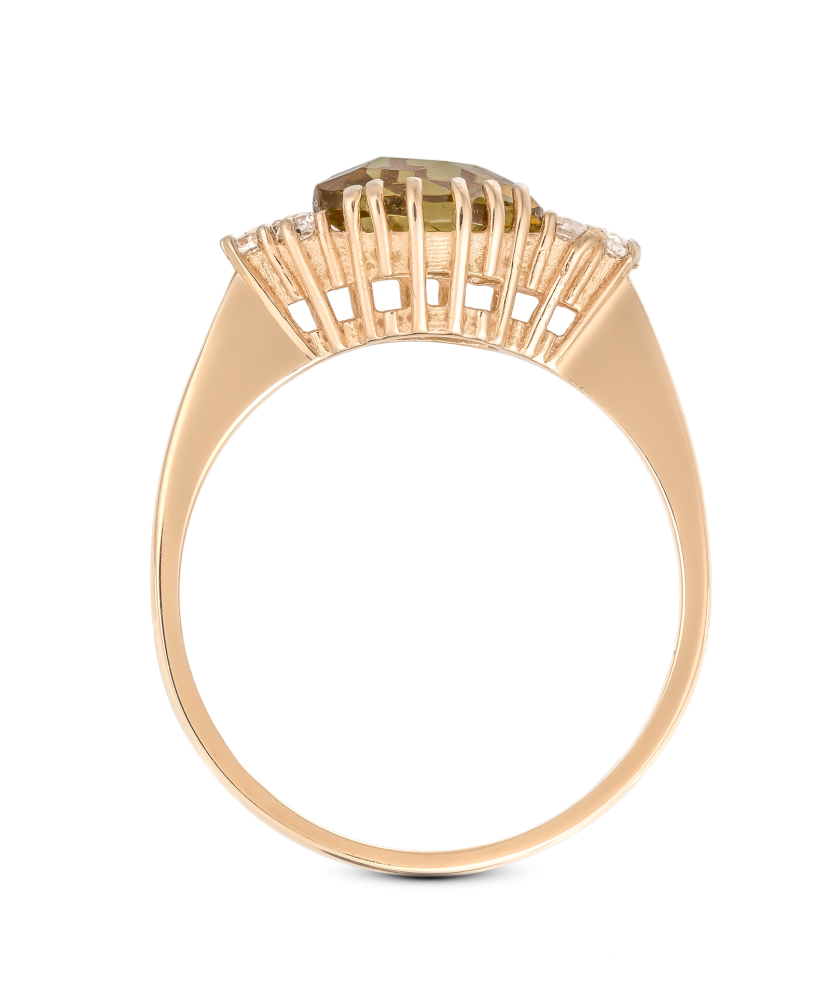 Auksinis žiedas su sultanitu ir cirkoniais