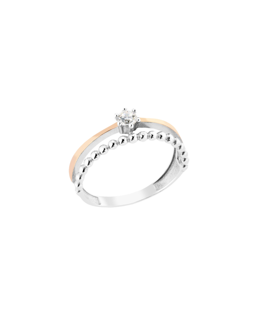 Sidabrinis žiedas dengtas auksu su cirkoniais