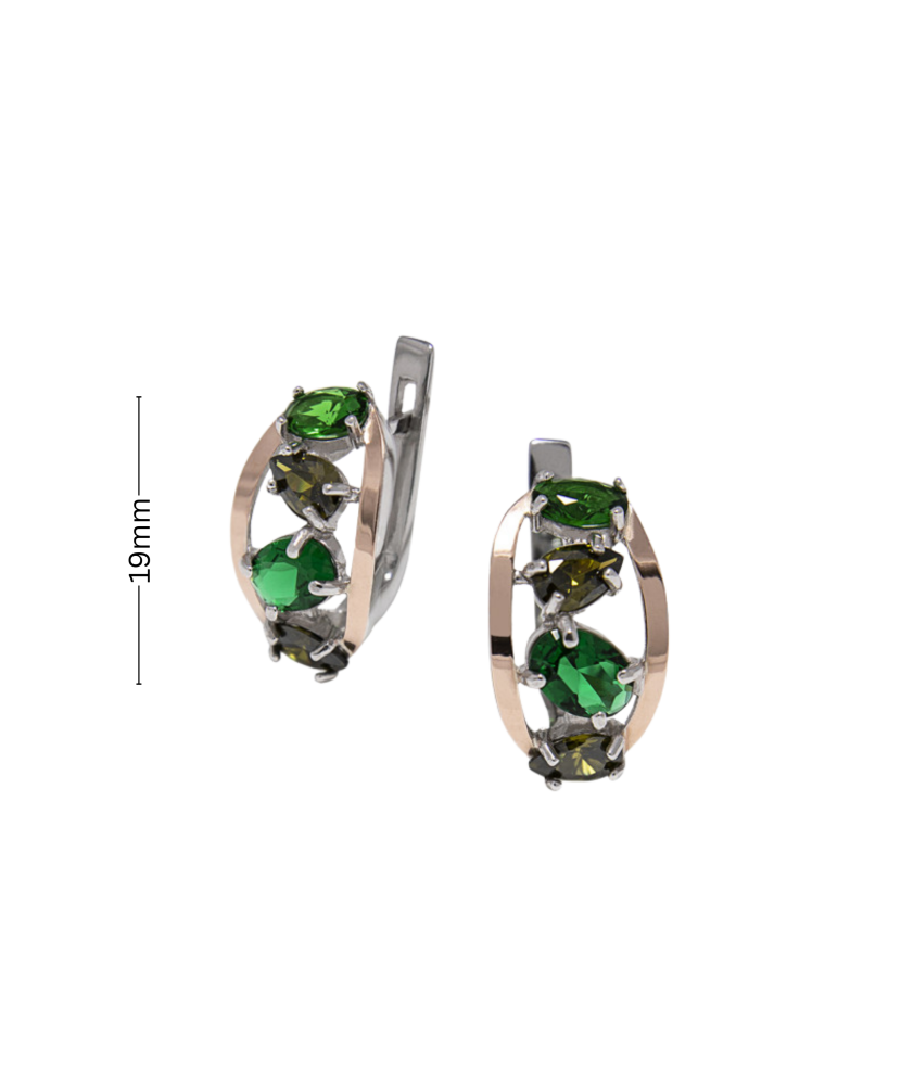 Sidabriniai auskarai dengti auksu  su cirkoniais