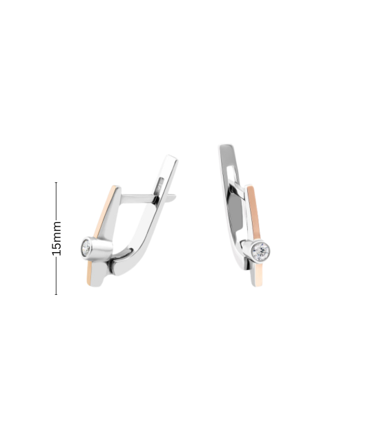 Sidabriniai auskarai dengti auksu su cirkoniais